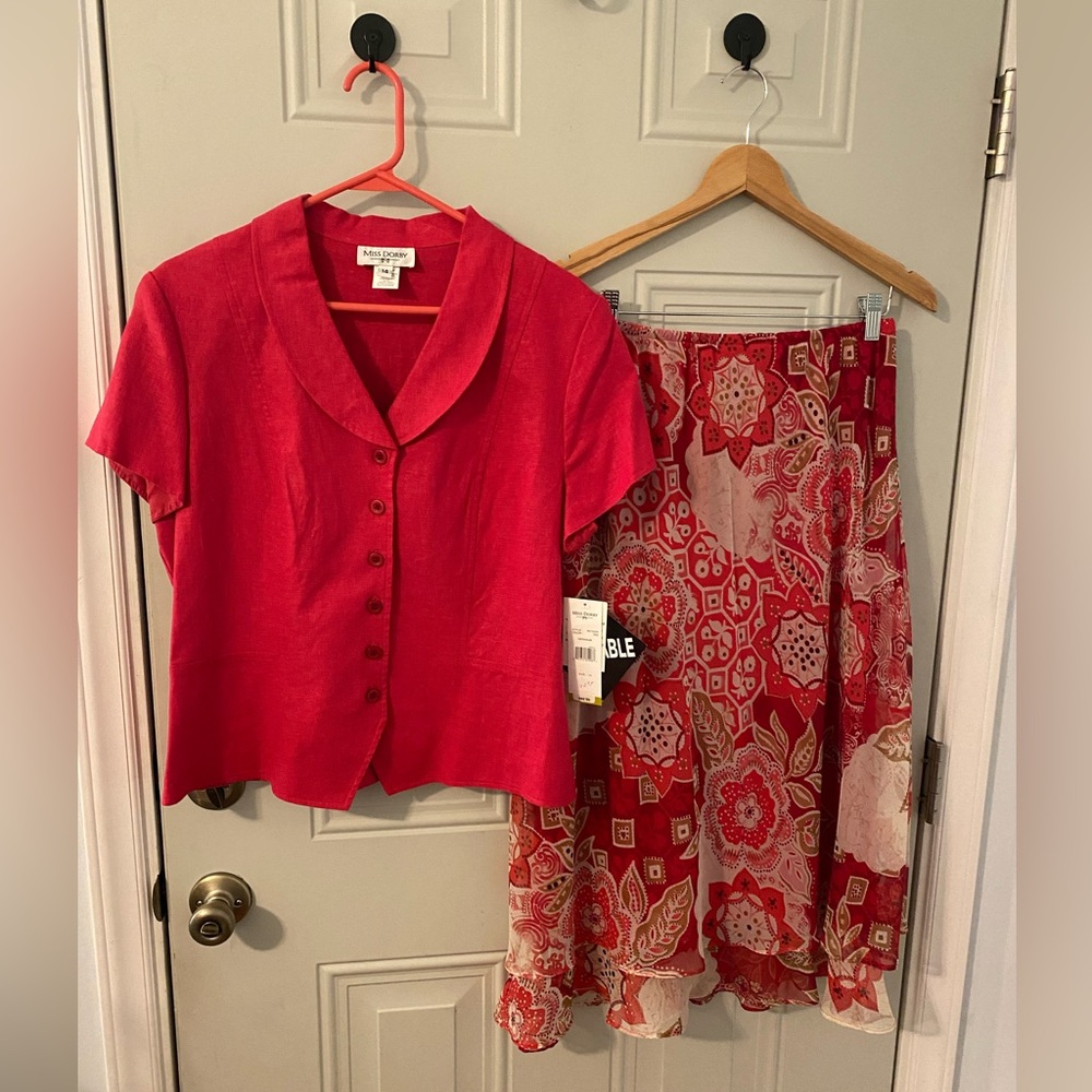 Miss Dorby skirt set size 14 pink Nwt